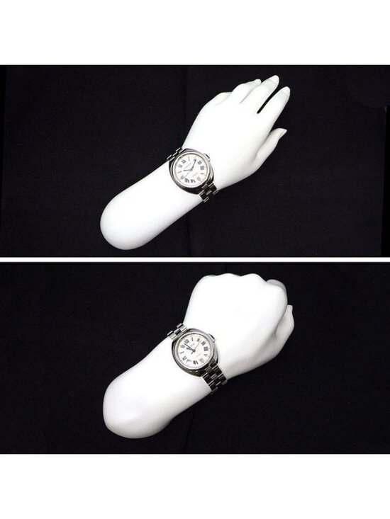 Cartier Watch Cles Silver Guilloche Dial Roman Index Date Back Slotted SS